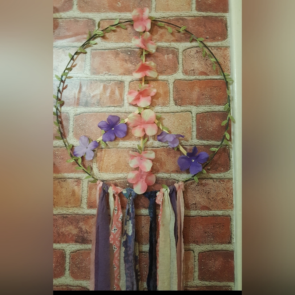 Handmade Peace Sign Woodland WallDecor flowerNursery Hippie Boho Kids GirlsPurpl